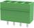 Zielony złącze z czterema przyłączami i czterema stykami wystającymi z podłoża, przeznaczone do zastosowań w podzespołach elektronicznych.