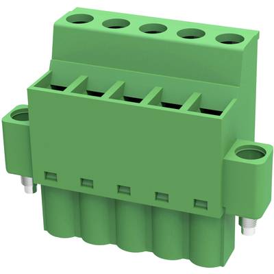 Zielony elektryczny złącz z tworzywa sztucznego z sześcioma otworami przyłączeniowymi, odpowiedni do zastosowań przemysłowych.