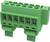 Zielony, sześciobiegunowy złącze wtykowe z zaciskami śrubowymi, odpowiednie do połączeń elektrycznych na płytce drukowanej.