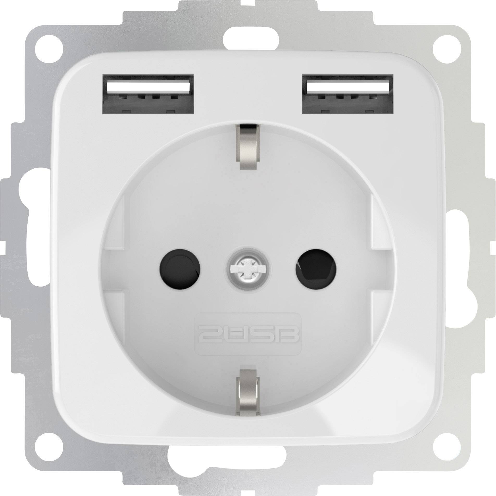 2USB 2U-449375 Gniazdo podtynkowe z USB czysta biel (błyszczący)