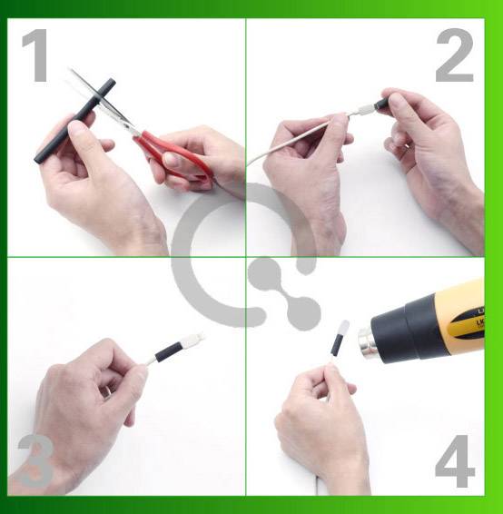 Комплект термоусадочних трубок Quadrios 19011CA097, зелений, жовтий, коефіцієнт усадки: 2:1, 200 штук