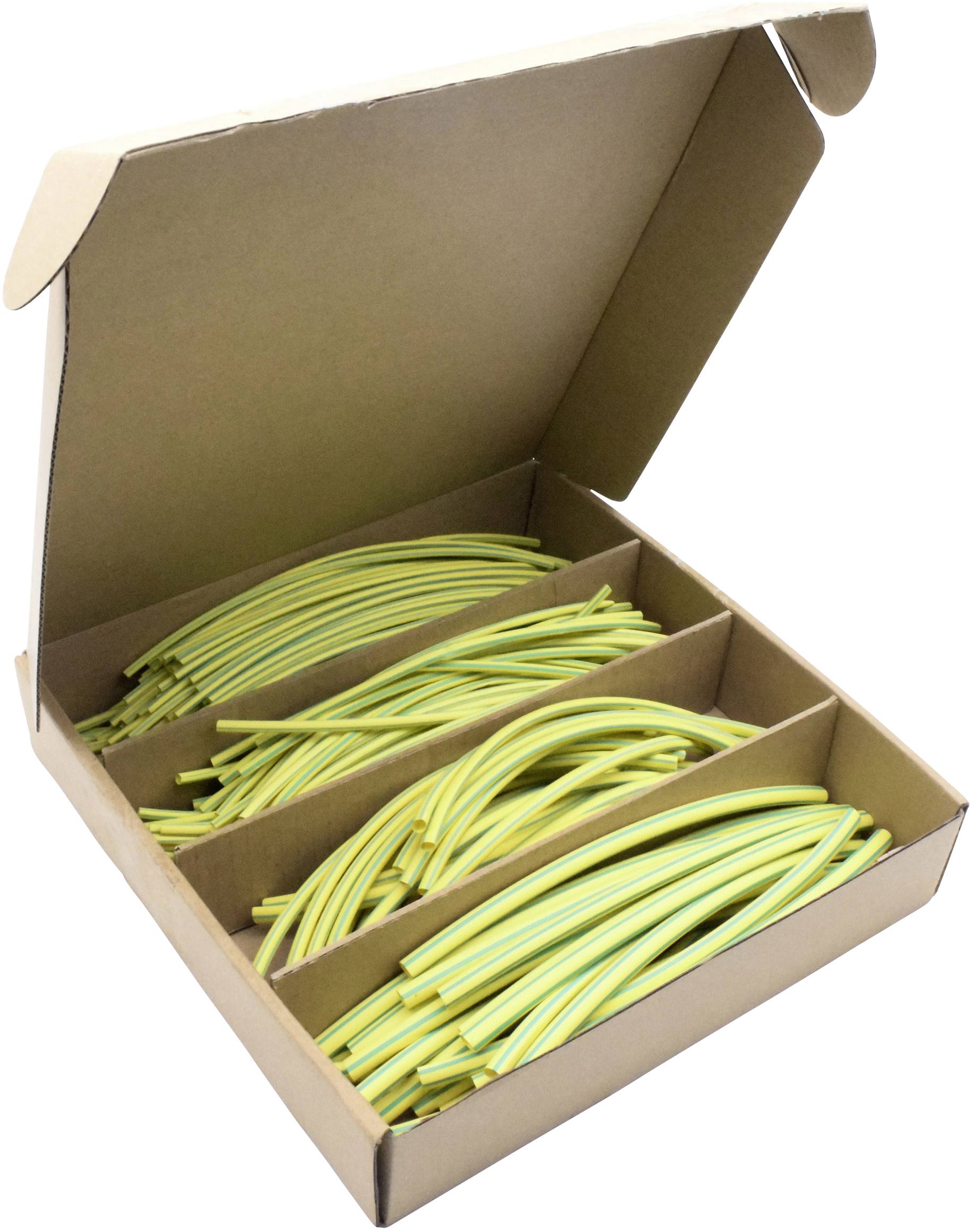 Комплект термоусадочних трубок Quadrios 19011CA097, зелений, жовтий, коефіцієнт усадки: 2:1, 200 штук