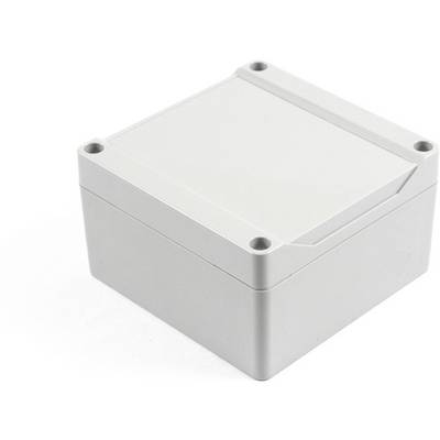 Szary, kwadratowy pojemnik plastikowy z zdejmowaną pokrywką, odpowiedni do przechowywania komponentów elektronicznych.