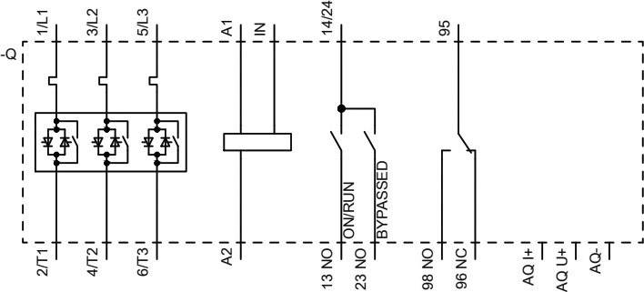 Schemat elektrycznej szafy sterowniczej z wieloma złączami i połączeniami, w tym oznaczeniami 1/L1, 3/L2, 5/L3.