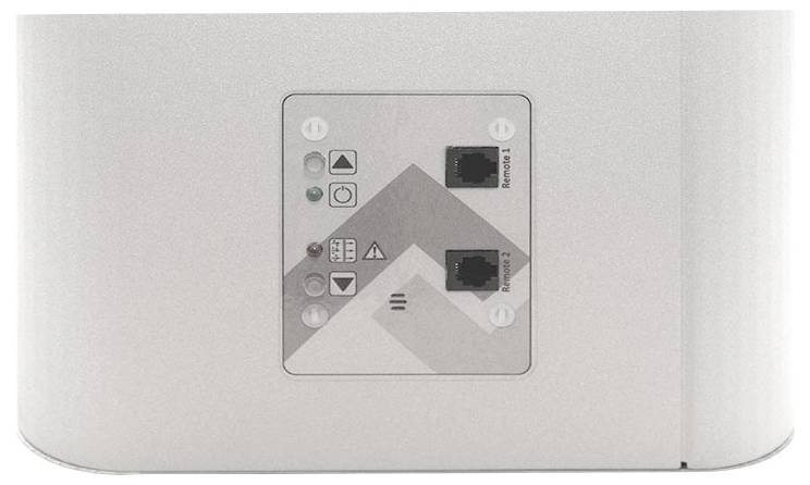 Tylna strona routera z dwoma portami Ethernet, złączem zasilania oraz diodami statusowymi. Ikony przedstawiają połączenia sieciowe i zasilanie.