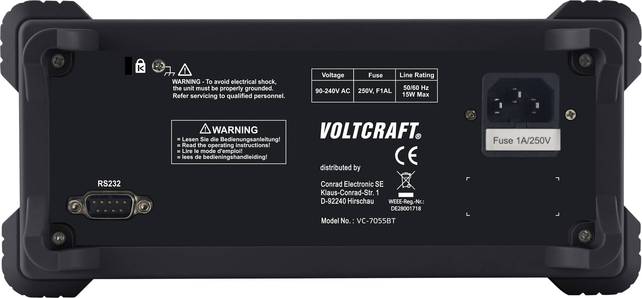 Цифровий настільний мультиметр VOLTCRAFT VC-7055BT VC-11015330, CAT I 1000 В, CAT II 600 В, змінний/постійний струм, заводське кал