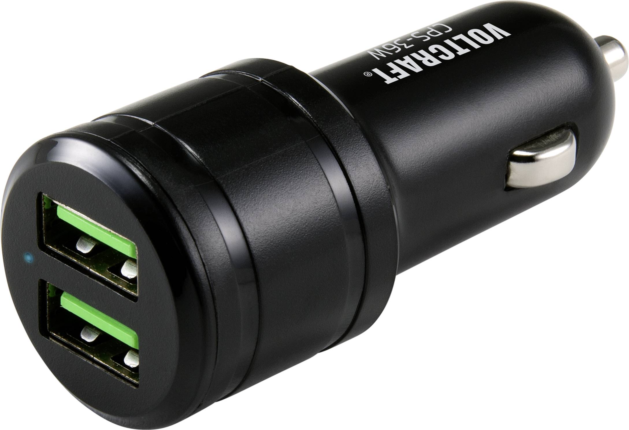 Зарядний пристрій VOLTCRAFT CPS-36W USB 36W 2x USB-A Чорний для легкового автомобіля