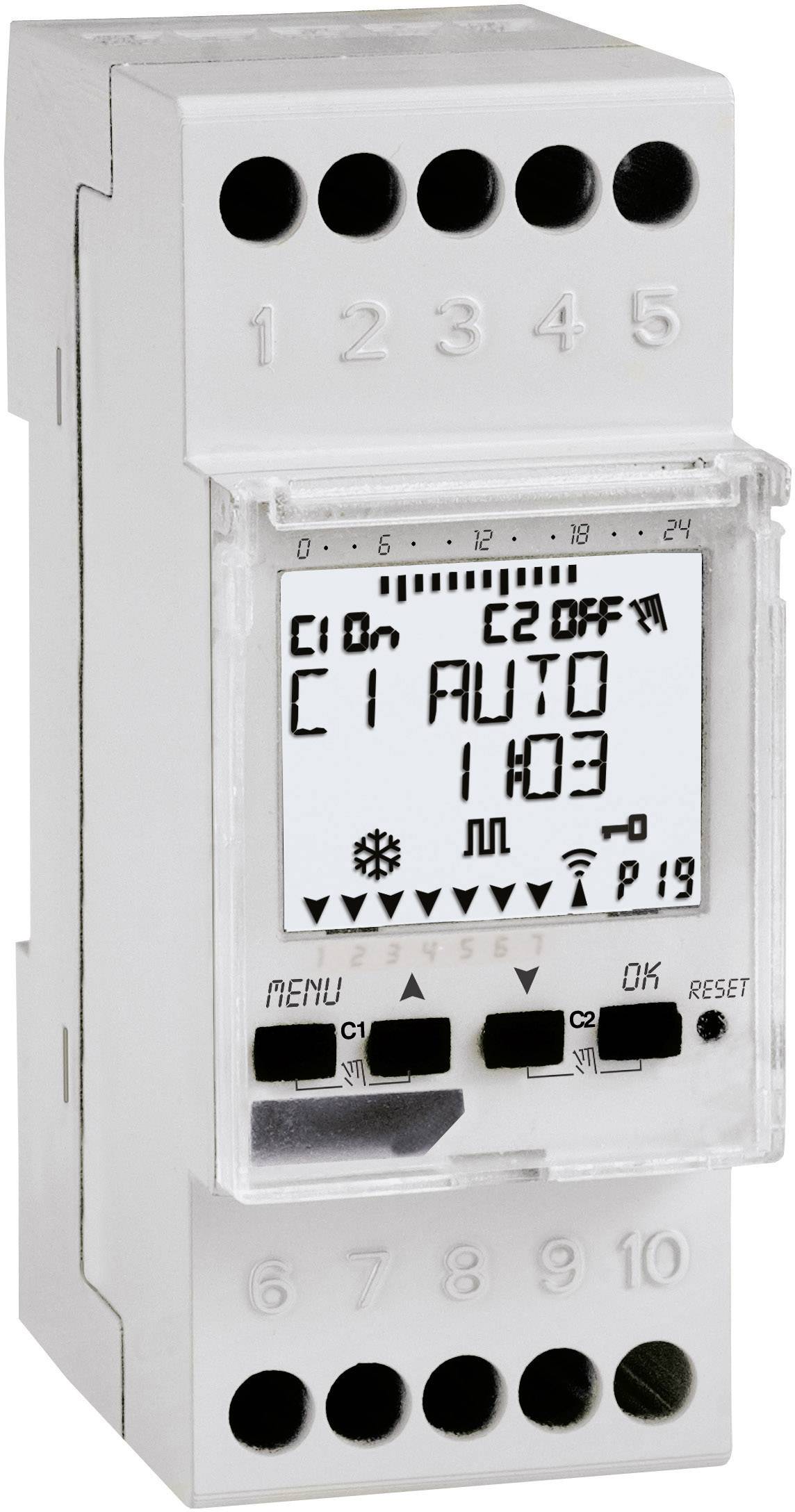 Wallair 1IO5291S Wyłącznik czasowy cyfrowy Program roczny, Program tygodniowy 3500 W IP20 program cykliczny, funkcja losowa, program wakacyjny