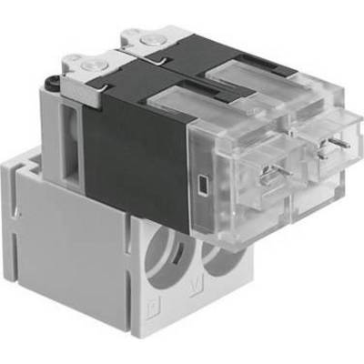 Elektromechaniczny przełącznik z dwoma transparentnymi elementami przełączającymi, zamontowany na szarym module bazowym.
