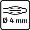 Symbol przewodu z napisem 'Ø 4 mm'. Oznacza średnicę przewodu.