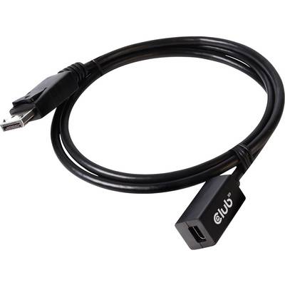 Czarne przewód DisplayPort na HDMI, pokazujący wtyk i gniazdo, odpowiedni do podłączenia wideo z komputerów do monitorów lub telewizorów.