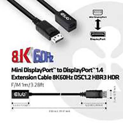 Kabel DisplayPort 8K, 1,2 metra, obsługujące 8K 60Hz, Mini DisplayPort do DisplayPort 1.4.
