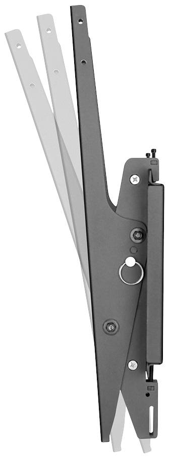 'Okucie okienne w widoku bocznym, czarne, z trzema ramionami do mechanizmu uchylnego.'