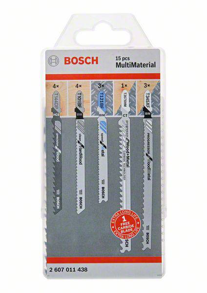Полотно для лобзика Bosch Assortiments de lames de scies sauteuses B2607011438 15 деталей