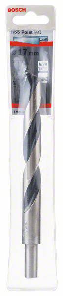 Wiertło do metalu Bosch HSS PointTeQ 17 mm, w opakowaniu z tworzywa sztucznego, odpowiednie do precyzyjnego wiercenia w metalu.
