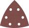 Trójkątny papier ścierny z sześcioma równomiernie rozmieszczonymi otworami.