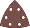 Trójkątny papier ścierny z sześcioma otworami, typowo stosowany w szlifierce oscylacyjnej lub deltowej.