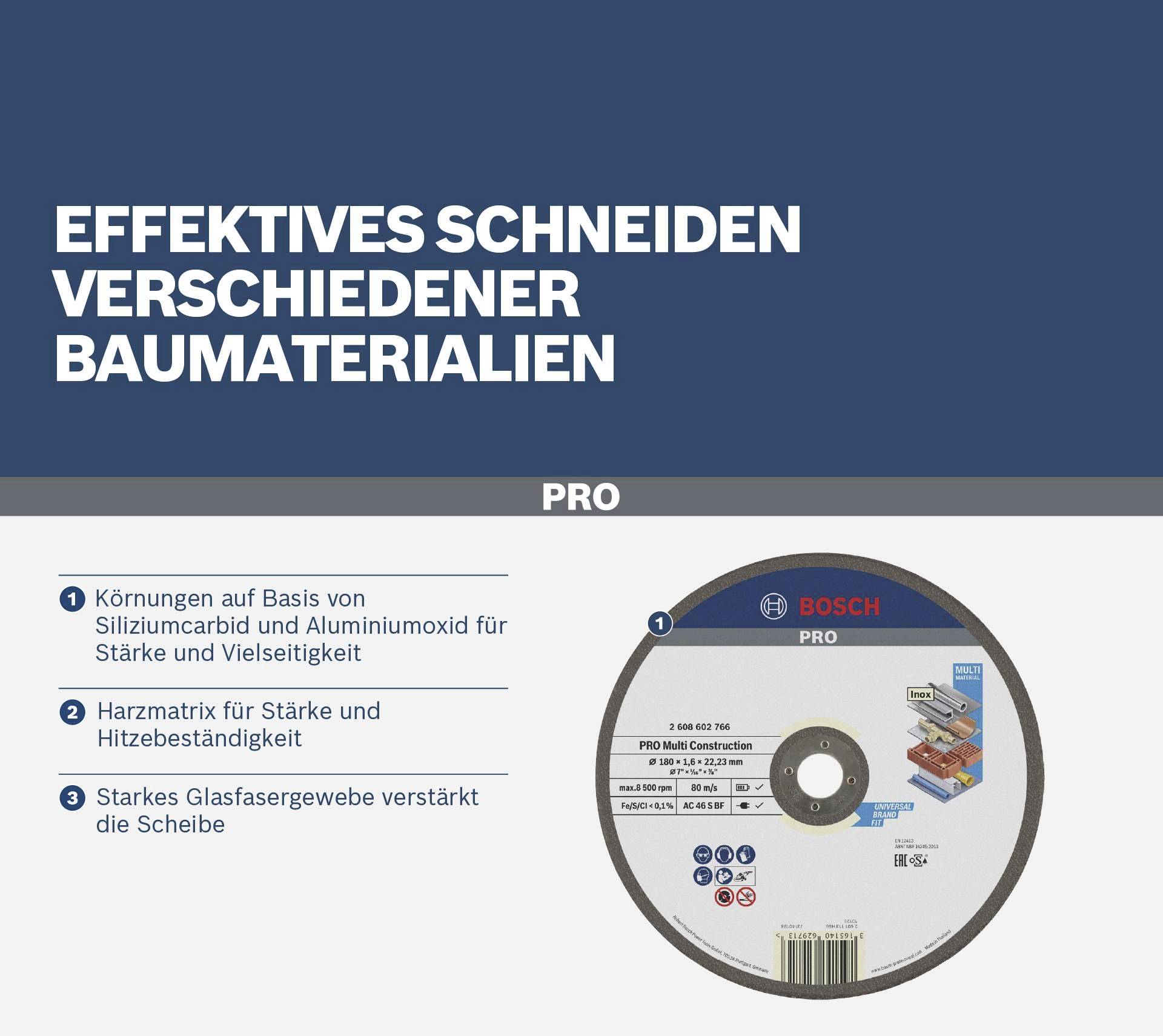 Efektywna tarcza tnąca do materiałów budowlanych: ziarna z węglika krzemu/tlenku glinu, osnowa żywiczna dla wytrzymałości, wzmocnienie włóknem szklanym.