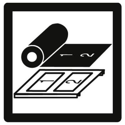 Symbol recyklingu aluminium: przedstawia rolkę aluminium nad otwartymi kontenerami aluminiowymi, połączonymi strzałkami.