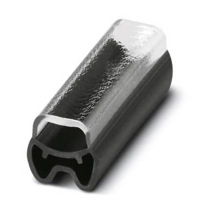 Srebrny, lśniący kawałek metalu o kształcie cylindrycznym i pustym wnętrzu, z czarnym elementem wewnętrznym, odpowiedni do połączeń mechanicznych.