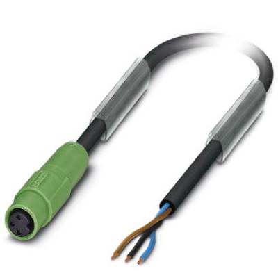 Zielono-czarny kabel z wtyczką plastikową po jednej stronie i odkrytymi, odizolowanymi przewodami po drugiej stronie.