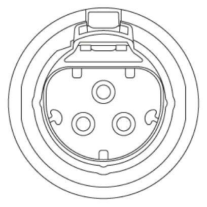 Elektryczna wtyczka ładowania, okrągła i wielostykowa, przeznaczona do ładowania pojazdów elektrycznych.