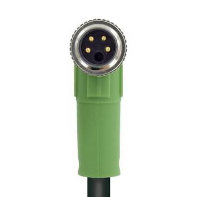 Zielony, okrągły wtyk z wieloma małymi stykami metalowymi, przeznaczony do specyficznych połączeń elektronicznych.
