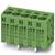 Zielony, wielobiegunowy blok złącza do urządzeń elektronicznych, przedstawiający cztery przyłącza.
