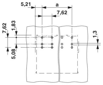 Rysunek techniczny dwóch płyt leżących naprzeciw siebie o różnych wymiarach metrycznych i wzorach otworów.