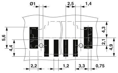 Rysunek techniczny elementu z wymiarami w milimetrach. Elementy oznaczone liniami i liczbami określającymi długość oraz średnicę.
