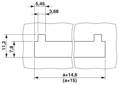 Rysunek techniczny części z wymiarami w milimetrach: 5,45, 3,68, 7,8, 11,2. Całkowita szerokość części: a+14,6 (a+15).