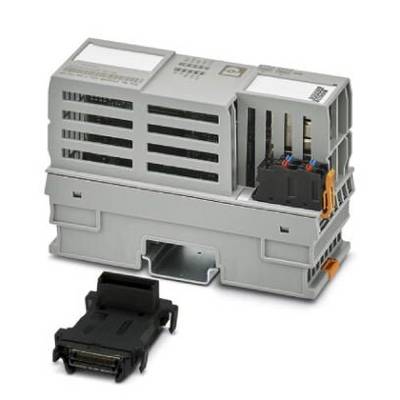Szare, modularne obudowa do urządzeń elektronicznych z otworami wentylacyjnymi i zdejmowalnym złączem, sfotografowane na białym tle.
