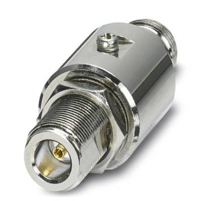 Srebrny element łączący przewód koncentryczny z mechanizmem śrubowym, odpowiedni do zastosowań w urządzeniach elektronicznych.