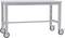 Metalowy stół roboczy na kółkach z białym blatem, odpowiedni do elastycznych stanowisk pracy w warsztatach lub środowiskach przemysłowych.