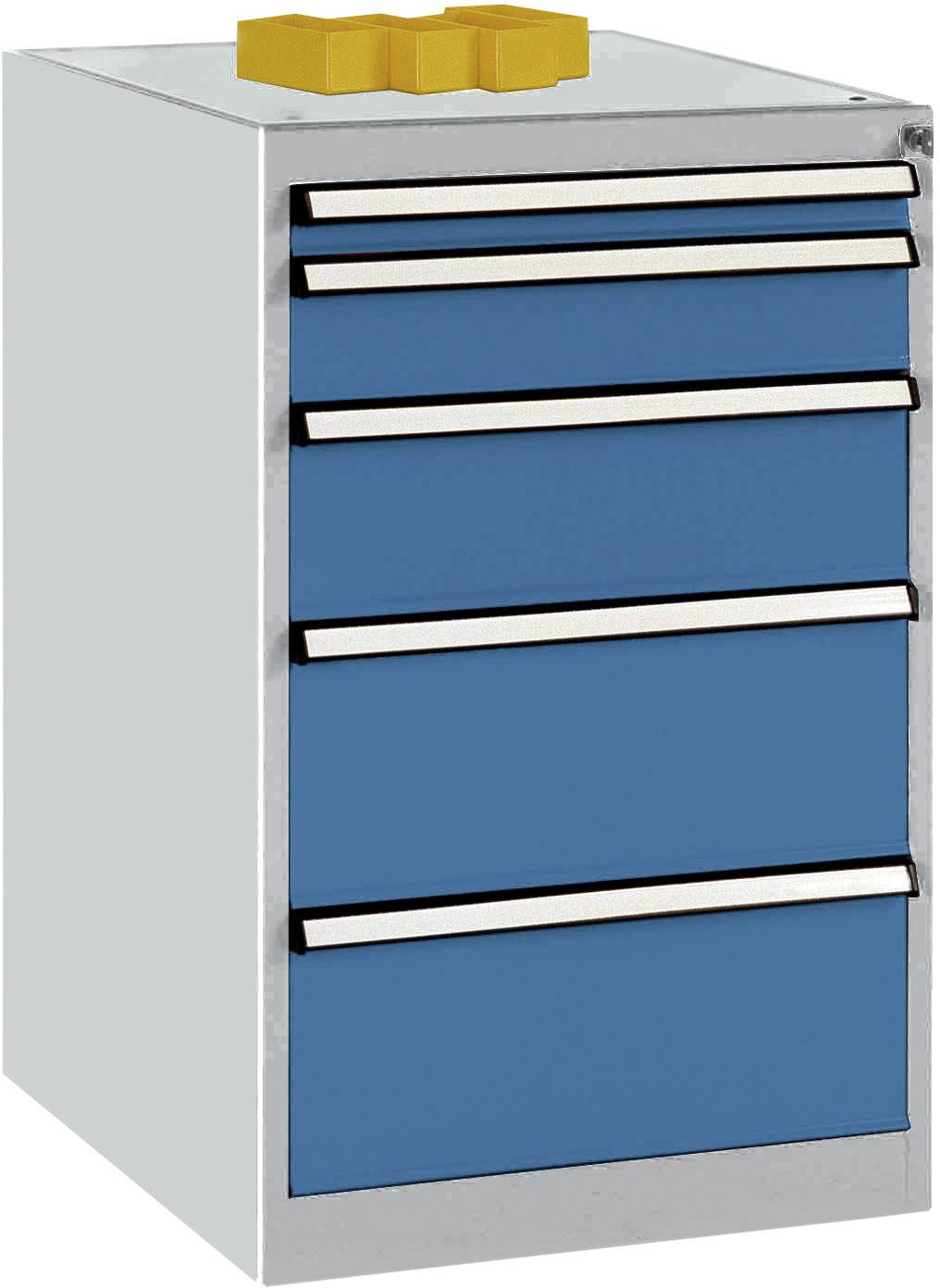 Manuflex TP1041.0002 Стаціонарна шафа з шухлядами BASETEC, корисна висота 700 мм з 5 шухлядами, світло-сірий RAL 7035/блискучий си