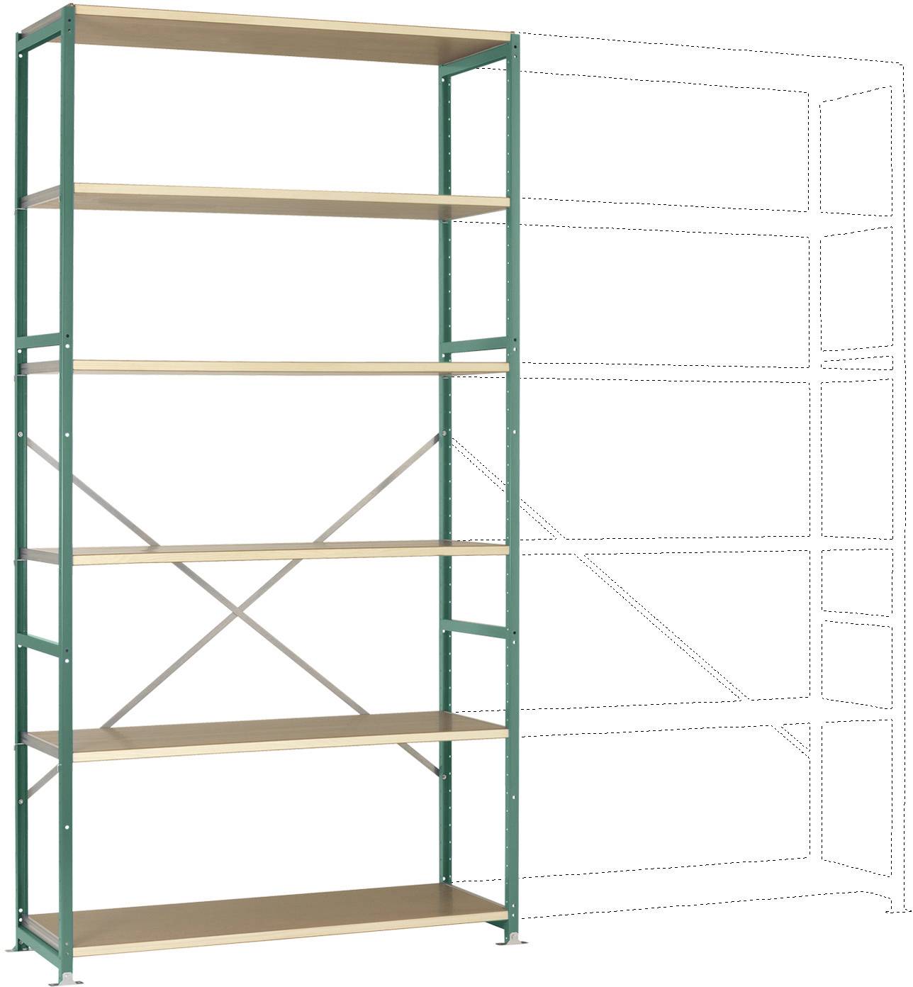 Manuflex RP1336.0001 Базовий поличний модуль (Ш x В x Г) 1280 x 2500 x 800 мм дерев’яна підлога