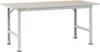 Manuflex AS0011.7035 Stół pakowy PACKPOOL standard z płytą melaminową, szer. X gł. X wys. = 1500 x 800 x 760-870 mm szaro-biały (ral 7035)