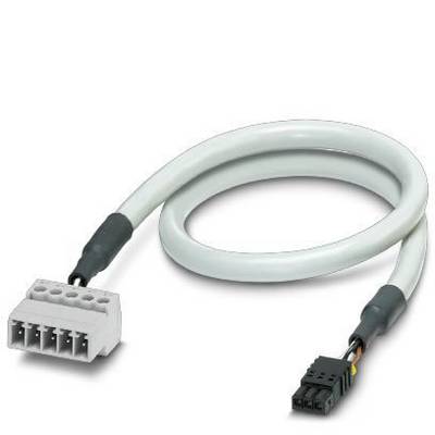 Biały kabel zasilający z dwoma różnymi wtyczkami na końcach. Po lewej stronie większa biała wtyczka, po prawej stronie mniejsza czarna wtyczka.