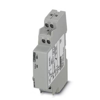 Szare elektromagnetyczne przekaźnik z oznaczeniami zacisków A1, A2, 11, 12 i 14, zamontowany na szynie DIN.