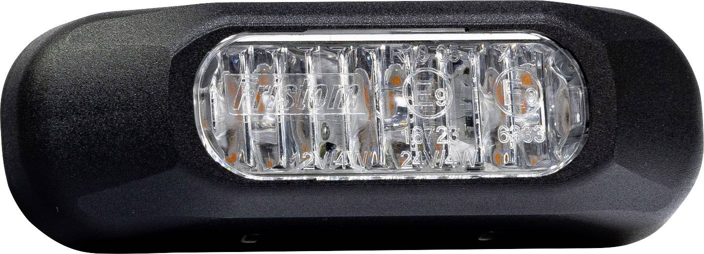 'Czarna diodowa lampa błyskowa z sześcioma widocznymi diodami LED, o prostokątnym kształcie, odpowiednia dla pojazdów w celu poprawy widoczności.'