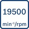'19500 min⁻¹/obr./min' na białym tle w niebieskim kolorze.