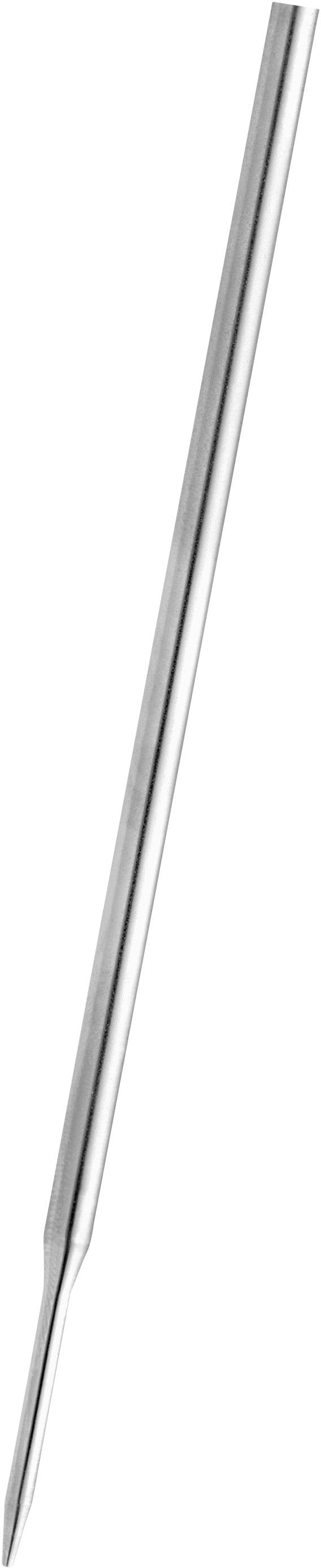 Pojedyncza srebrna igła o długim, cienkim trzonie i ostrej końcówce.