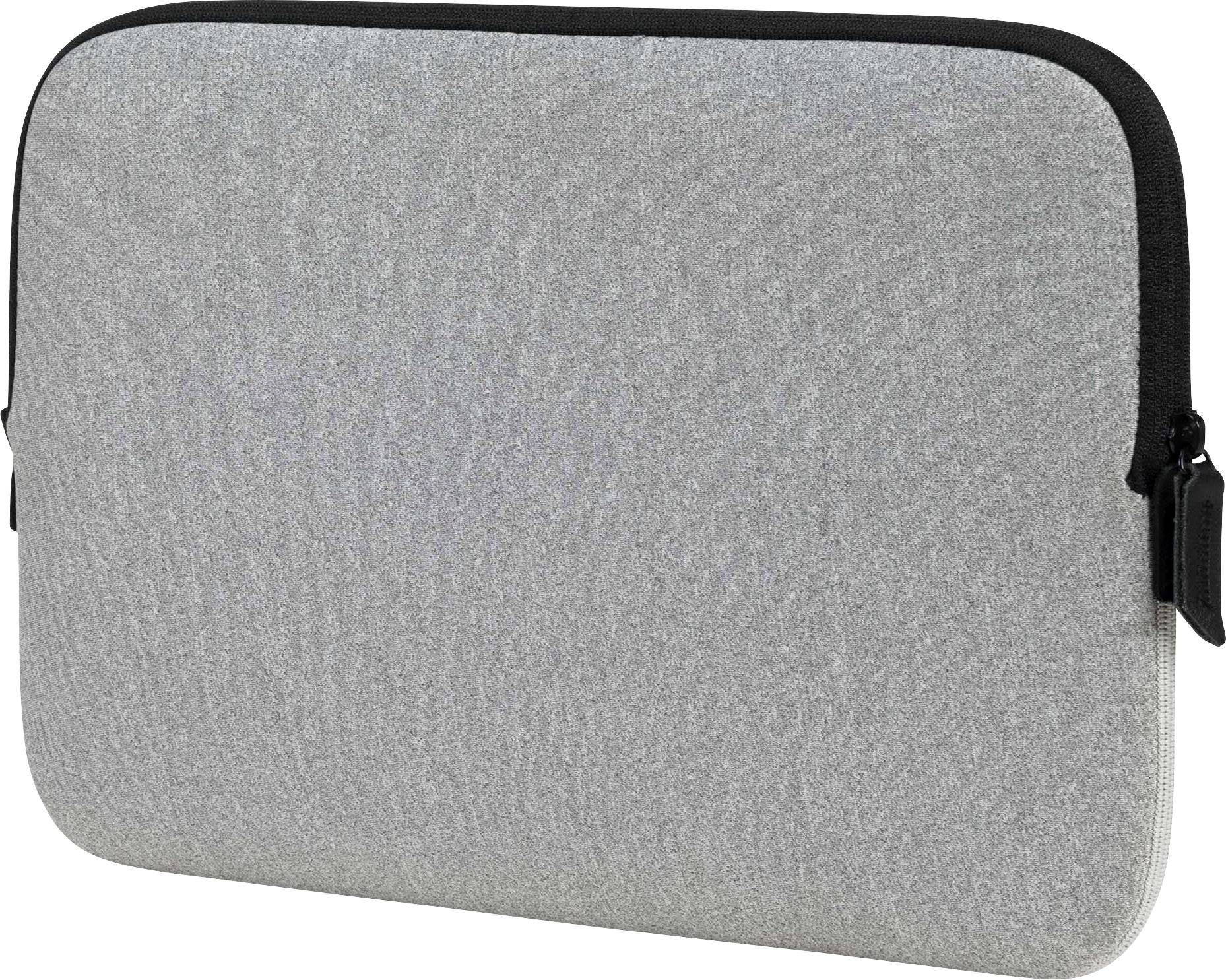 Szara torba na laptopa z zamkiem błyskawicznym, wykonana z miękkiego materiału. Idealna do ochrony i transportu laptopów lub tabletów.