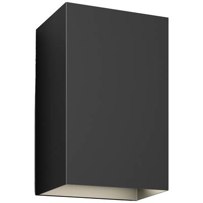 Nowoczesna, prostokątna czarna lampa ścienna o minimalistycznym designie, odpowiednia do stosowania wewnątrz i na zewnątrz pomieszczeń.