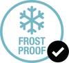 Symbol 'Odporny na mróz' z płatkiem śniegu w kole i znacznikiem. Symbolizuje ochronę przed mrozem.