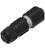 Czarny elektryczny złącz wtykowy o wielokontaktowej strukturze, w kształcie cylindra, stosowany głównie w instalacjach elektrycznych w zastosowaniach technicznych.