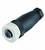 Czarny, cylindryczny złącznik z szarym pierścieniem metalowym na końcu, nadający się do zastosowań przemysłowych.