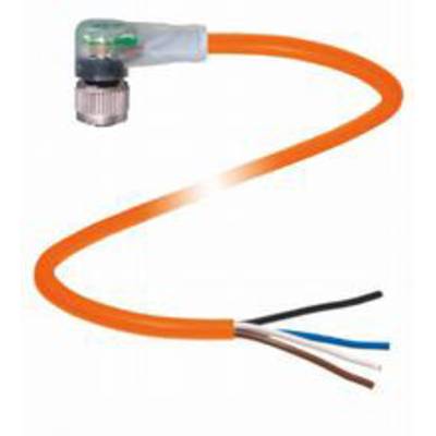 Pomarańczowy kabel z kątowym wtykiem i otwartym końcem, posiadający cztery żyły w różnych kolorach, przeznaczony do zastosowań elektrycznych.
