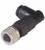 Czarny, prostokątny złącz z prążkowaną, metalową częścią połączeniową, odpowiedni do urządzeń elektrycznych.