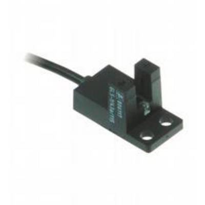 Czarny sensor optoelektroniczny z przewodem i dwoma otworami mocującymi, przeznaczony do precyzyjnego wykrywania w maszynach.